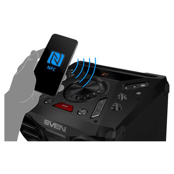 Караоке Bluetooth-колонка Sven PS-1900 Party Box 1000 Вт с TWS, FM-радио, USB и LED-дисплеем, чёрная (SV-022037)