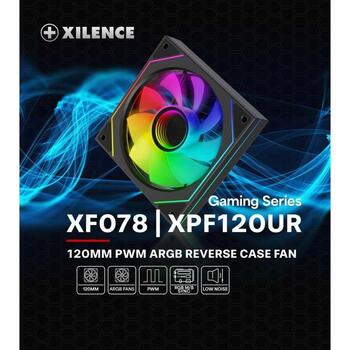Xilence Datora korpuss ventilators XF078, 120mm, 500-1800RPM, 7-13.2V, melns, PWM, ARGB, 4 skrūves (XF078)