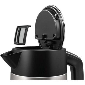 Bosch Чайник TWK4P440, 2400 Вт, 1.7 Л, Нержавеющая сталь, 360° поворотная база, Черный/Нержавеющая сталь (TWK4P440)