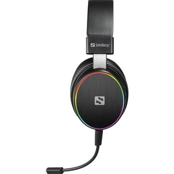 Sandberg Беспроводные наушники 126-42, 10ч, 32Ω, 50мм, Bluetooth 5.1, USB, съемный микрофон, подсветка (126-42)