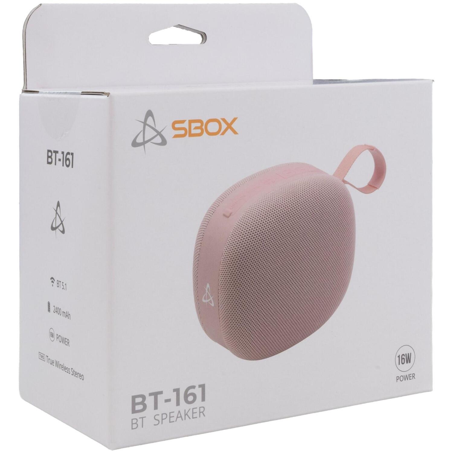 Sbox Bluetooth колонка BT-161P, 16 W, 2 x 66 mm, 2400 mAh, 3–4 ч, 80Hz-20KHz, FM, USB, TF, Bluetooth 5.1 (BT-161P)