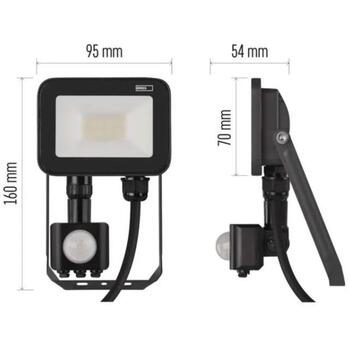 Emos LED прожектор INOVO ZS2712, 10 W, 1100 lm, IP65, 4000 K, PIR датчик, алюминий, стекло (ZS2712)