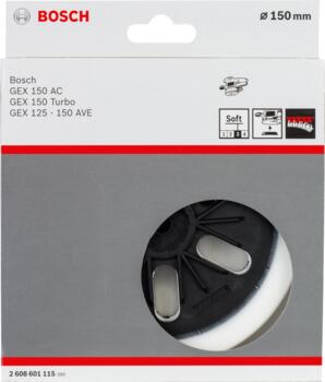 Gumijas slīpšķīvis D 150 mīksts, Ekscentra slīpmašīnām SLĪPĒŠANAS PAMATNE AR 6 ATVERĒM, 2608601115, BOSCH (2608601115)
