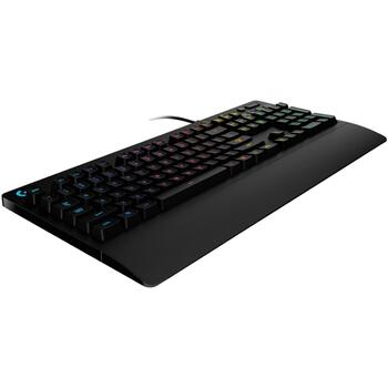 Logitech Klaviatūra 920-008093 RGB LED, 1.8 m, QWERTY, 50 g, 60 ml, Spill resistant, Multimedia taustiņi, Wrist rest (920-008093)