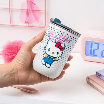 Paladone Hello Kitty ceļojuma krūze PP13768HK, 0.35 l, nerūsējošais tērauds, balta/daudzkrāsaina (PP13768HK)