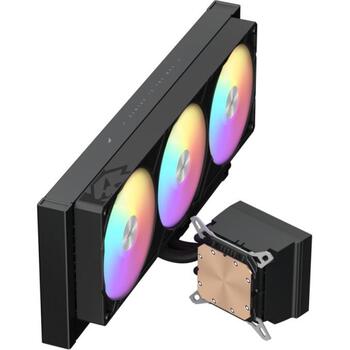 Gamemax procesora šķidruma dzesētājs GLACIER 360 LCD BK, 85.82 cfm, 800-2000 rpm, TDP līdz 330W, ARGB ventilators (GLACIER 360 LCD BK)
