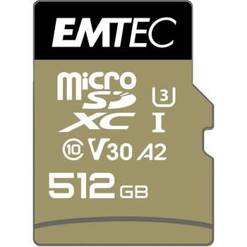 Emtec microSDXC 512GB UHS-I U3 V30 SpeedIN Pro ECMSDM512GXC10SP, 512GB, 100MB/s, UHS-I, V30, A1, A2 (ECMSDM512GXC10SP)