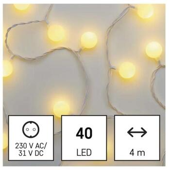 Emos Рождественская гирлянда D5AW01, 4 м, 40 LED, 3,6 Вт, теплый белый, IP44, таймер, 10 000 ч. (D5AW01)
