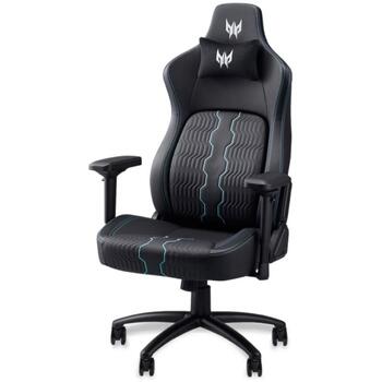 Acer PGC371 spēļu krēsls, GP.GCR11.00V, PU āda, 5 riteņi, 4D roku balsts, melns, zils, ergonomisks, galvas balsts, regulējams (GP.GCR11.00V)