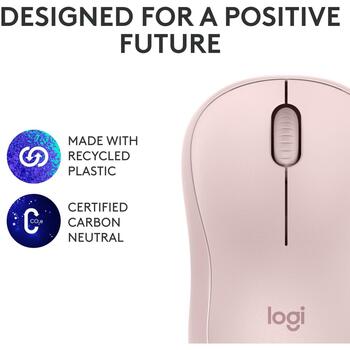 Logitech оптическая мышь M240 910-007121, 10м, 3 кнопки, батарея AA, розовая, эргономичная, тихий клик (910-007121)