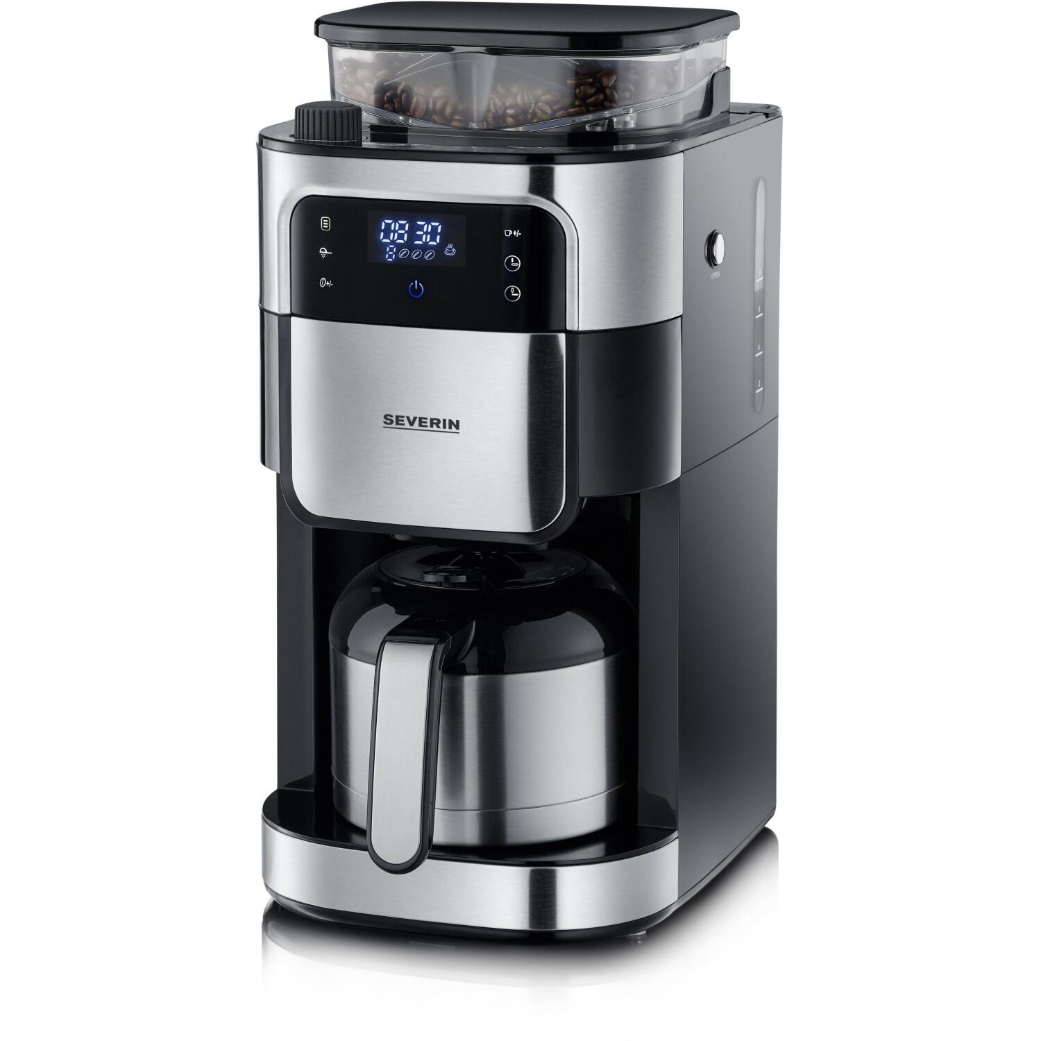 Severin KA 4814 кофемашина, 4814-000, 1000 Вт, 200 г, 1 л, черный, серебристый, автоотключение (4814-000)