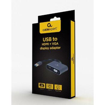 Gembird USB адаптер A-USB3-HDMIVGA-01 1 HDMI, 1 USB 3.0, серый (A-USB3-HDMIVGA-01)