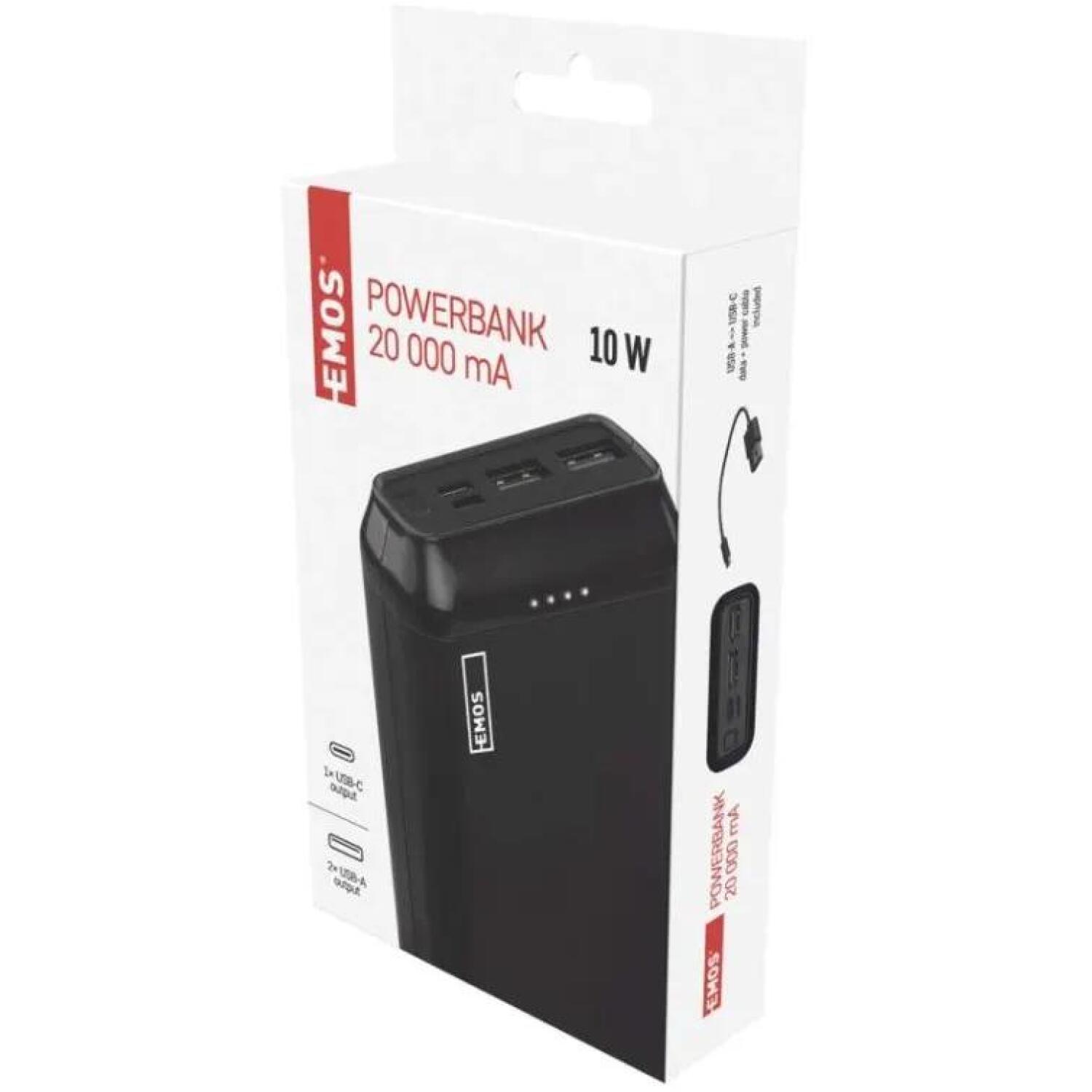Emos Внешний аккумулятор Powerbank B0527B, 20000 мАч, 10 Вт, 3 USB выхода, ABS пластик, LED индикатор (B0527B)