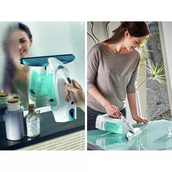 Leifheit Dry&Clean 1051000 вакуумный очиститель окон, 38мин, 110м², литий-ионный аккумулятор, угол 360°, съемный бак, насадка 17см (1051000)
