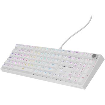 Genesis Thor 404 NKG-2300, mehāniskā spēļu klaviatūra, 107 taustiņi, USB, QWERTY US, Outemu Peach Silent, RGB apgaismojums, balta (NKG-2300)