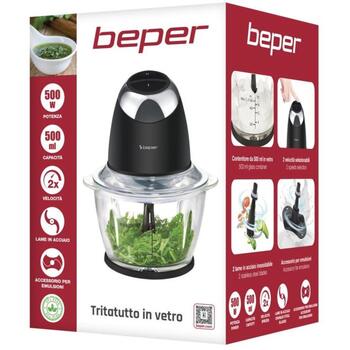 Beper Измельчитель P102ROB003, 500W, 2 скорости, 0.5л стеклянная чаша, ножи из нержавеющей стали, насадка для эмульгирования (P102ROB003)