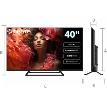 Manta televizors 40LFV125E, 1920x1080, 40 collas, 3 HDMI, 2 USB, 60 Hz, 5.1 Dolby Digital Plus, Wi-Fi, Viesnīcas režīms (40LFV125E)