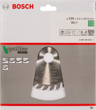 Ripzāģa disks 130x16mm Optiline Wood, Rokas ripzāģiem PRO WOOD RIPZĀĢA ASMENS, 2608640583, BOSCH (2608640583)