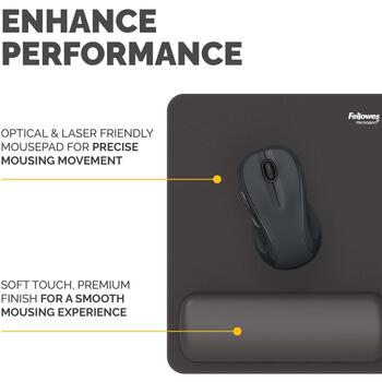 Fellowes Breyta peles paliktnis ar plaukstas balstu 100142555, 240mm, 200mm, 17.5mm, melns, ergonomisks, antibakteriāls (100142555)