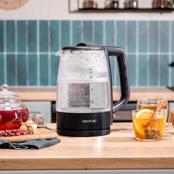 Cecotec Чайник ThermoSense 320 Clear 169, 2200 W, 1.7 L, стекло, 360° поворотная база, черный/прозрачный (169)