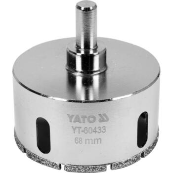 Yato dimanta kroņurbis YT-60433, 68mm, 400 min⁻¹, sausai un mitrai urbšanai, keramikai un porcelānam, niķelēts, dimanta pārklājums (YT-60433)