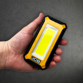 JCB viegls uzlādējams LED darba lukturis darbnīcai un būvlaukumam 1000lm 3 režīmi magnēts āķis USB Powerbank IP54 JCB-WL-PALM (JCB-WL-PALM)