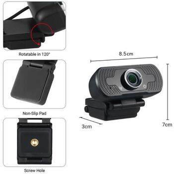 Tellur Вебкамера TLL491061, 1080p, 30 кадров/с, 2MP, USB 2.0, 85°, 150см, ручная фокусировка, встроенный микрофон (TLL491061)