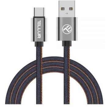 Tellur TLL155381 кабель данных, USB на Type-C, 1м, джинсовая ткань (TLL155381)