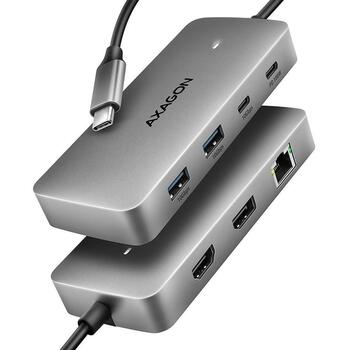 Axagon док-станция HMC-CUB83X2 1 HDMI, 1 DisplayPort, 2 USB 3.2, 1 USB-C, 15 см силовой кабель (HMC-CUB83X2)