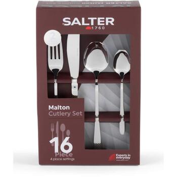 Salter Набор столовых приборов BW113282EU7, 16 предметов, серебристый, нержавеющая сталь, 4 вилки, 4 ножа, 4 десертные ложки (BW113282EU7)