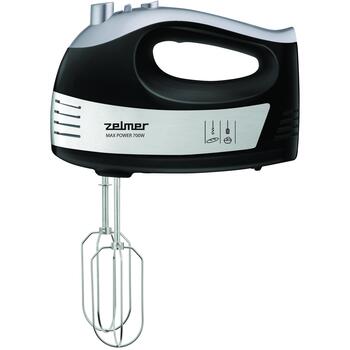 Zelmer Миксер ZHM2459BS 70305707P, 700W, 5 скоростей, Турбо, 2 венчика, 2 крюка для теста, вращающаяся чаша (70305707P)
