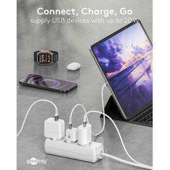 Goobay Зарядное устройство 79151, 20W, USB-C, PD, GaN, быстрая зарядка, белый, евровилка (79151)