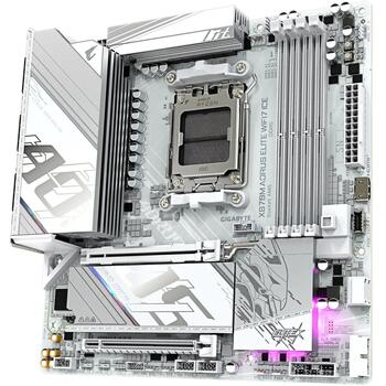 Gigabyte mātesplate X870M A ELITE WF7 ICE, ligzda AM5, DDR5 8200MHz, 256GB, micro ATX, Wi-Fi 7, 2.5GbE, USB4, Bluetooth 5.4 (X870M A ELITE WF7 ICE)