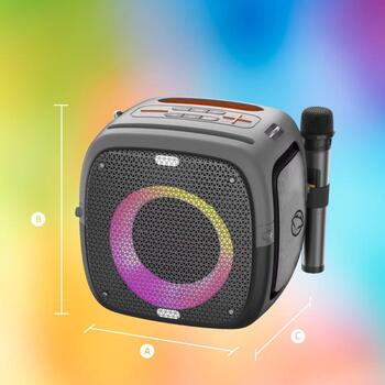 Manta Караоке колонка SPK3400000001, 100W, 10ч, IPX5, Bluetooth, AUX, Микрофон, USB, MicroSD, LED (SPK3400000001)