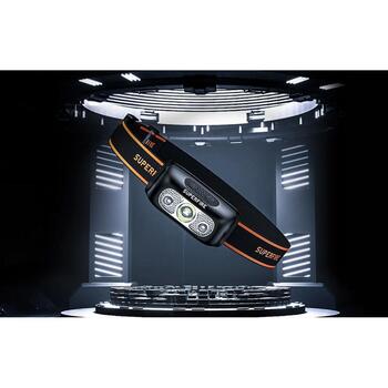 SUPERFIRE HL05-L pieres lukturis, 110 lm, IP44, 300 min, 50 g, USB, 5 režīmi, ABS (HL05-L)