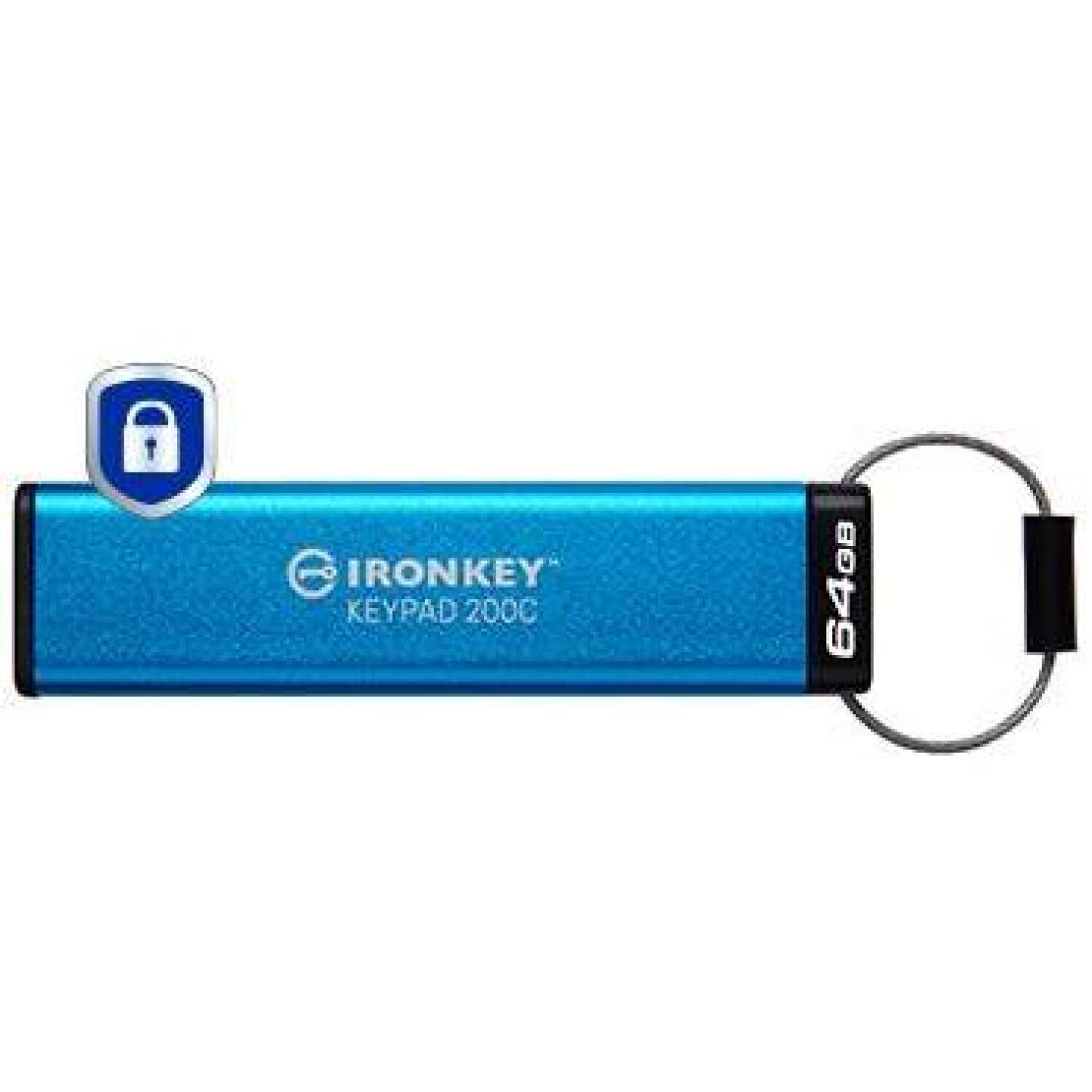 Kingston IKKP200C/64GB USB-C флеш-накопитель, 64GB, USB 3.2 Gen 1, 280MB/s чтение, 200MB/s запись, IP68, FIPS 140-3, AES-256 (IKKP200C/64GB)
