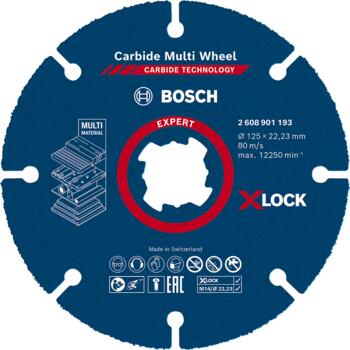 X-LOCK Carbide MultiWheel 125 x 1 mm, Mazām leņķa slīpmašīnām EXPERT CARBIDE MULTI WHEEL GRIEZĒJDISKS, 2608901193, BOSCH (2608901193)