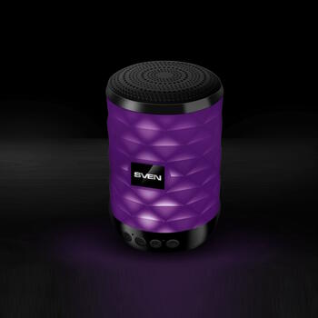 Портативная Bluetooth колонка мощностью 5W с RGB подсветкой TWS FM радио USB microSD PS-55 чёрный SV-021146 SVEN (SV-021146)