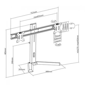 White Shark Настольный крепеж RHAMSES-II, 17-27 дюймов, для 2 мониторов, 7 кг, VESA 75x75, 100x100, 180° поворот (RHAMSES-II)