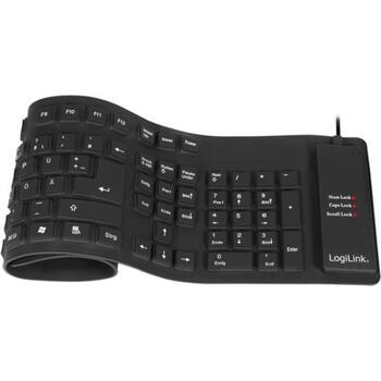 Logilink Klaviatūra ID0019A, 109 taustiņi, USB, ūdensizturīga, melna, Vācu QWERTZ izkārtojums (ID0019A)