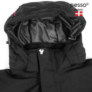 Pesso Ziemas jaka Helsinki HELSINKI_J-4XL, 4XL, melna, 5000mm, 3000g/m² 24h, vēja aizsardzība, noņemama kapuce (HELSINKI_J-4XL)