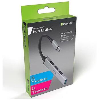 Tracer USB хаб H40 TRAPOD46999, 4 x USB Type A Female, USB-C, 5V, USB 3.0/3.1/3.2, USB 2.0 (TRAPOD46999)