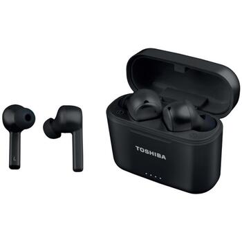 Toshiba Беспроводные наушники RZE-BT1050EK, 4 ч, Bluetooth, активное шумоподавление, встроенный микрофон, IPX4 (RZE-BT1050EK)
