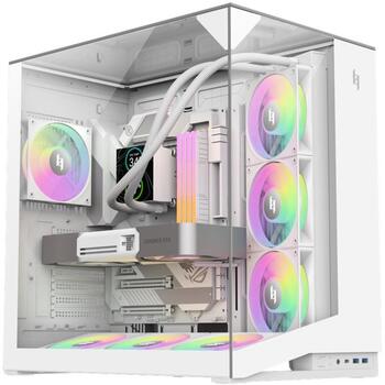 Gamemax Корпус NEX C56 VC WH, 30см x 44.6см x 44.8см, 7 слотов расширения, 2 x USB 3.2 Gen 1, 1 x USB-C 3.2 Gen 2, 1 x наушники (NEX C56 VC WH)