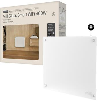Mill sildītājs GL400WIFI4, 400W, 4-6m², balts, IPX4, WiFi, Zigbee 3.0, LED displejs, Tibber, Homey (GL400WIFI4)
