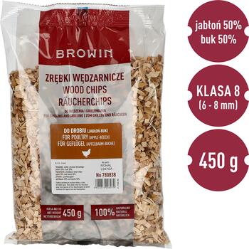Browin Щепа для копчения 780838, 450г, KL 08, смесь яблони и бука, для копчения и гриля птицы (780838)