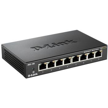 D-Link коммутатор DGS-108/E, 8x 10/100/1000 Mbps, L2, неуправляемый, 16 Gbit/s, металлический корпус, QoS, IGMP snooping (DGS-108/E)
