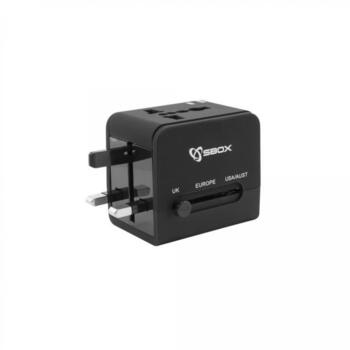 Sbox TA-23 Universal Travel Adapter with Dual USB Charger (TA-23)