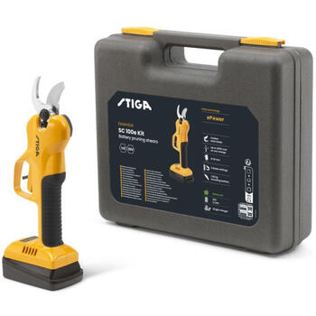 STIGA SC 100e Kit аккумуляторный секатор для обрезки кустов и деревьев 20V 2Ah 30mm бесщеточный двигатель 257022001/ST1 Желтый (257022001/ST1)