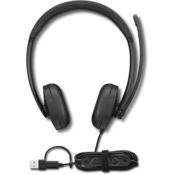 Lenovo проводная VoIP гарнитура 5000 4XD1R88995, 32Ω, 20-20kHz, -40dB, USB Type-A, USB Type-C, сертифицирована Microsoft Teams (4XD1R88995)